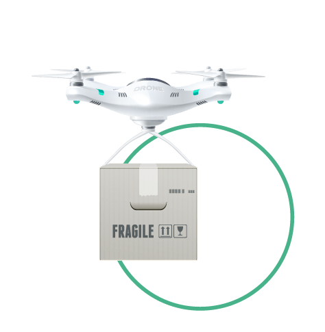 Drone entregando uma mercadoria